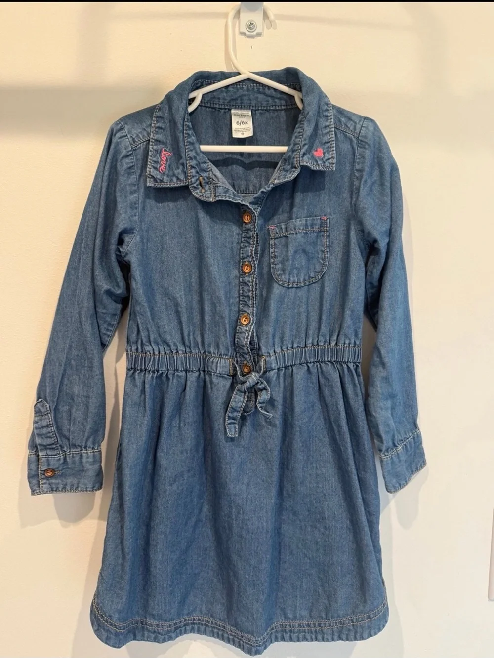 Carter's Blue Denim Shirt Dress with Drawstring Waist